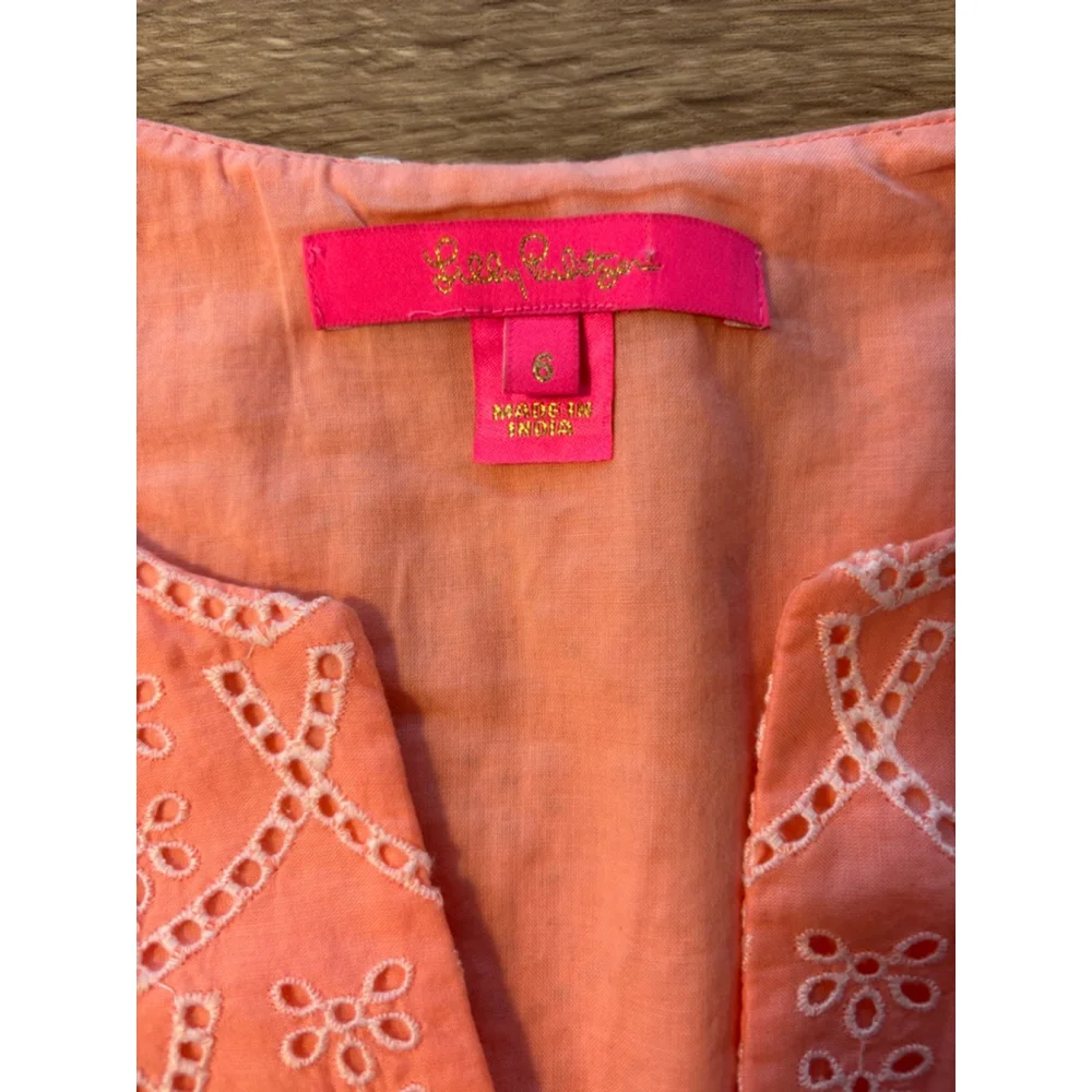 Lilly Pulitzer Keila Eyelet Top Size 6 Hyacinth Embroidered - Picture 5 of 13
